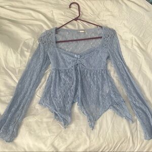 Urban Outfitters Sky Blue Lace Blouse